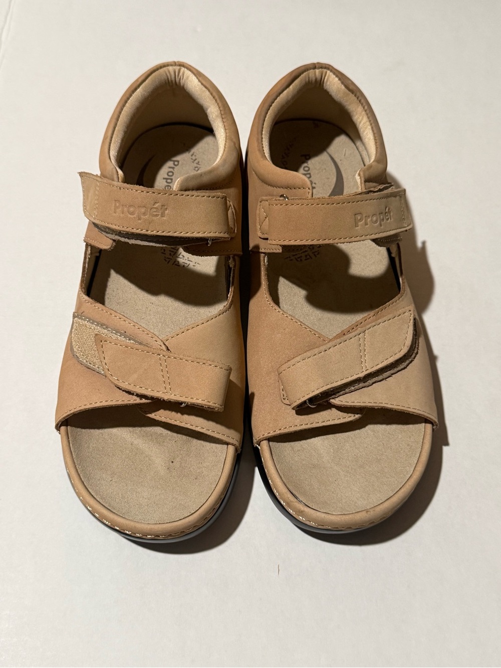 Propet Pedic Walker Tan Leather Sandals 9.5 XX Extra Wide